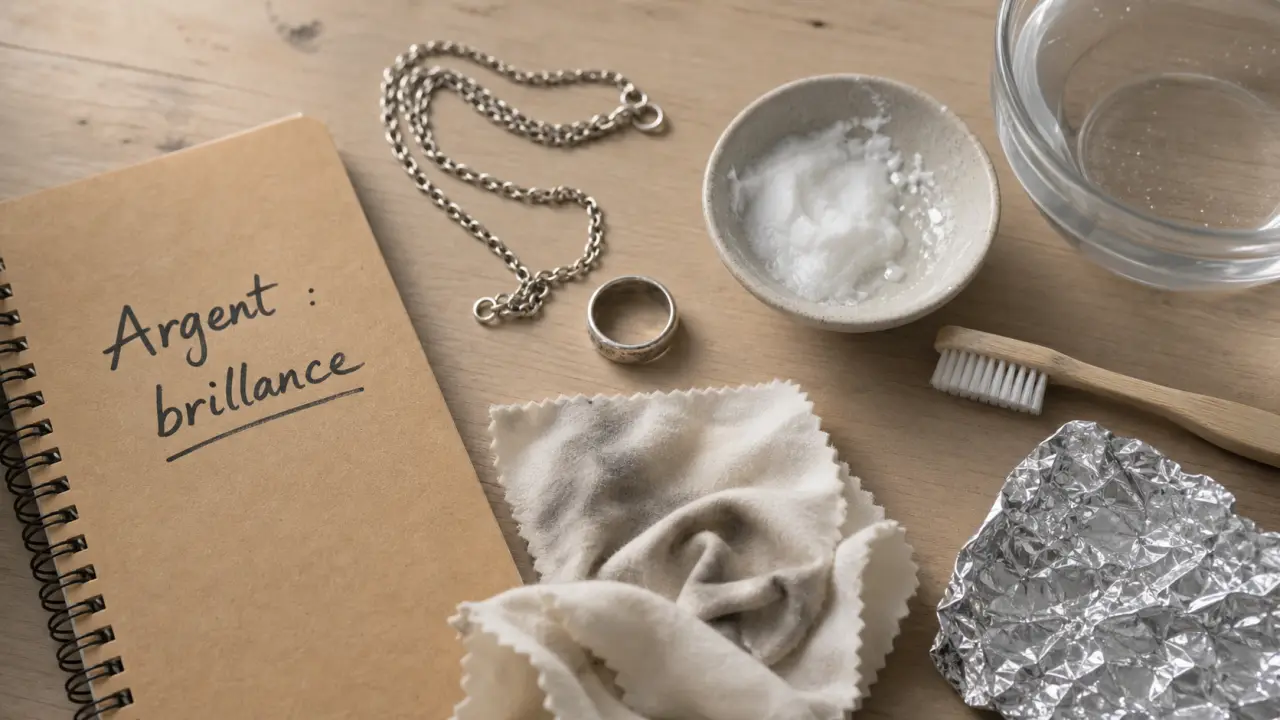 Comment nettoyer bijoux argent : chaîne ternie sur bicarbonate et eau chaude