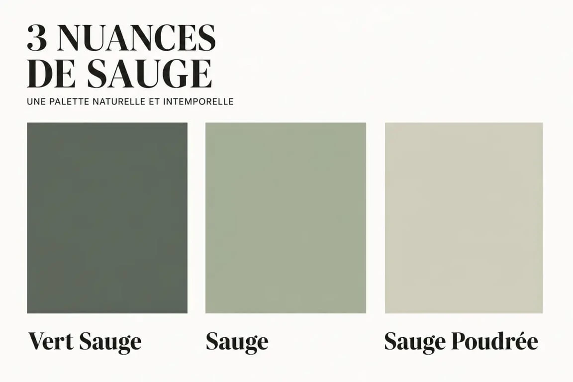 Nuances de couleur pour une robe sauge : vert sauge, sauge et sauge poudrée
