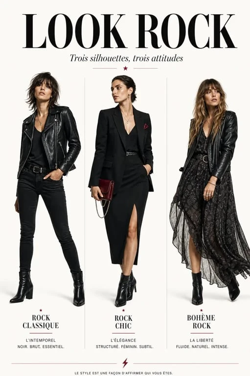 Look rock : trois idées de tenues rock classique, rock chic et bohème rock