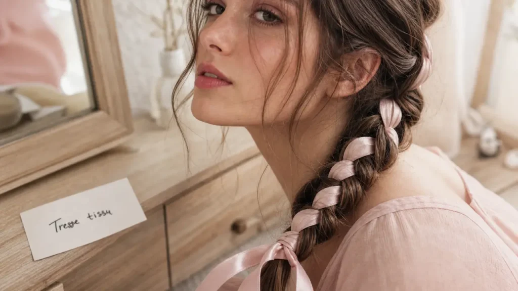 Tresse tissu dans les cheveux : ruban, foulard ou fil, le bon choix change le rendu