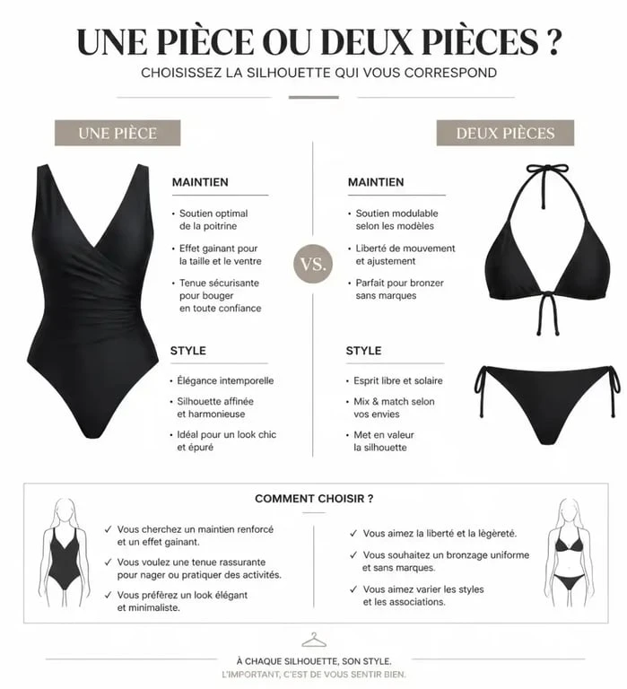 Comparatif maillot de bain Aubade une pièce vs deux pièces