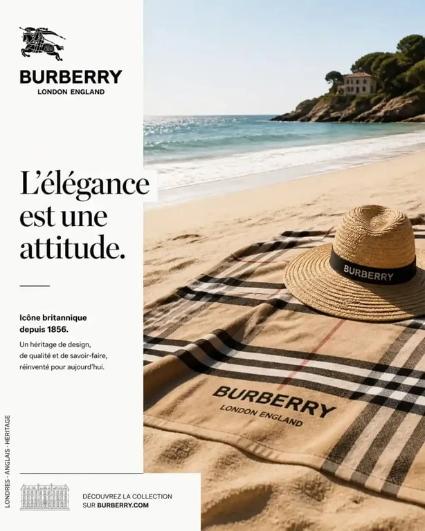 Accessoires de plage Burberry incluant serviette et chapeau