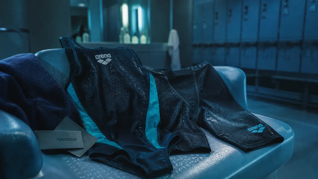 Maillot de bain Arena Powerskin : une pièce et jammer techniques, en vestiaire de piscine