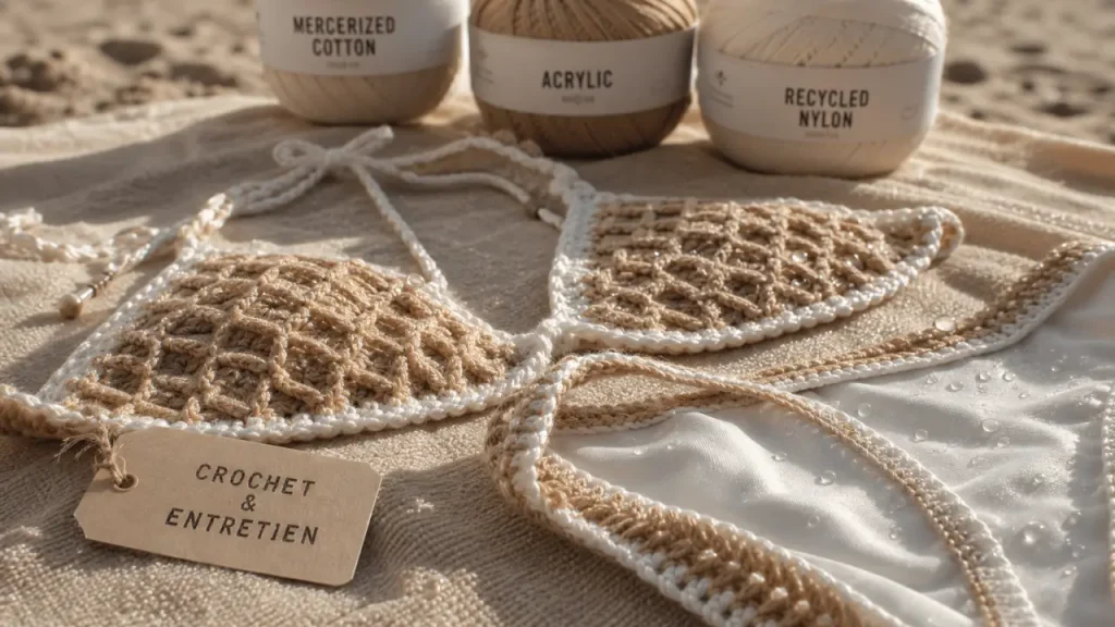 Maillot de bain crochet bohème, texture et doublure visible