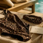Maillot de bain leopard une pièce et bandeau, bord piscine