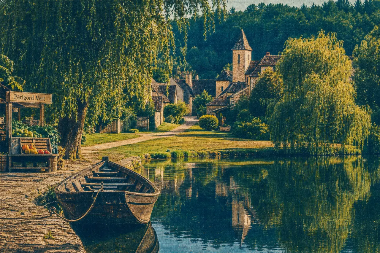 Tourisme vert dordogne : barque sur la Dronne à Brantôme
