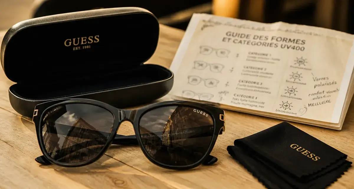 Lunettes guess de soleil sur un comptoir, style et authenticité