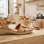 Sandales femme confortables et élégantes en cuir nude, semelle confortable